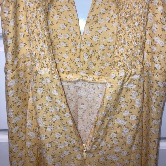 Reformation Floral Yellow Sweetheart Neckline Mini Dress - Picture 5 of 7